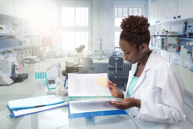 lady in clinical research working